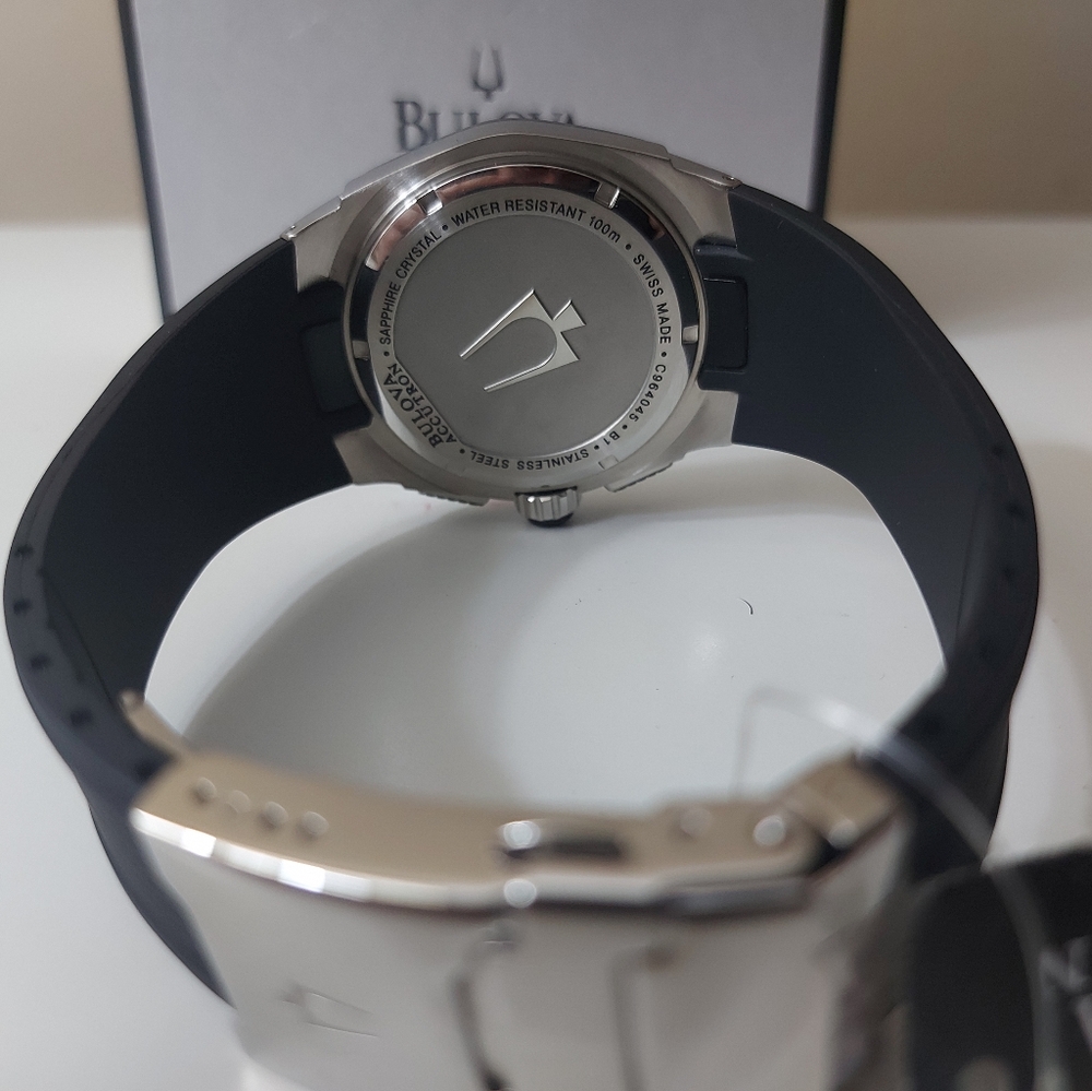 Accutron by Bulova Corvara Stainless Steel & Black Ion-Plated Mens Watch 65B140 - Picture 8 of 9